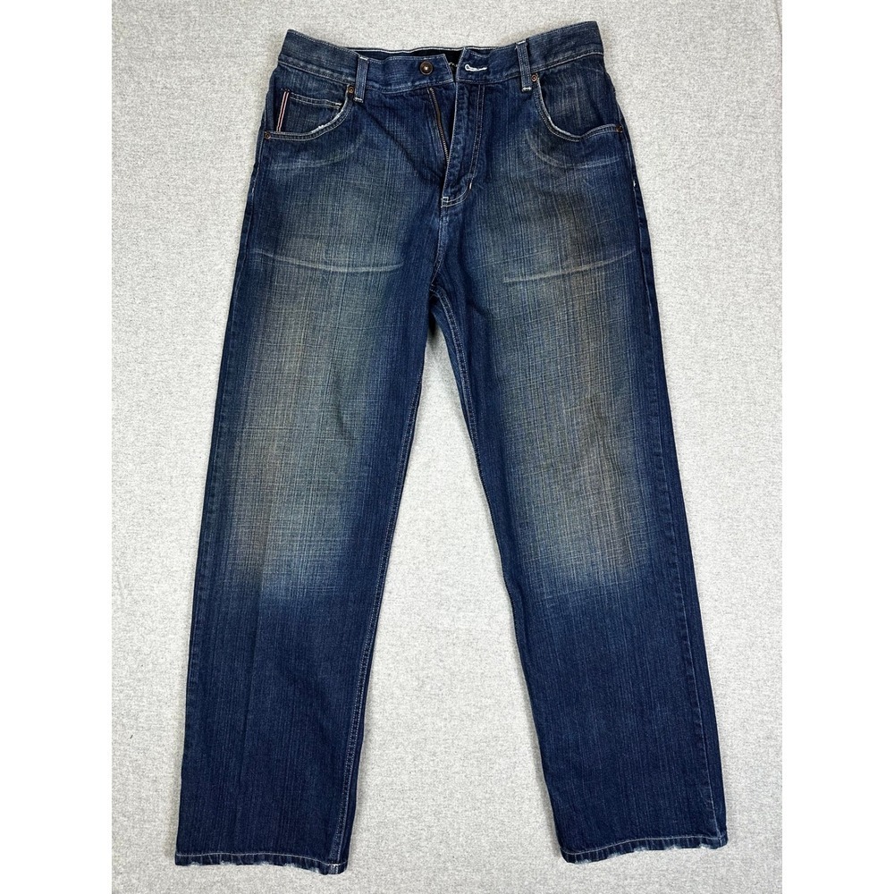 Phat Farm Jeans Mens 34x31 Relaxed Fit Straight‎ Leg Dark Wash Blue Denim Street